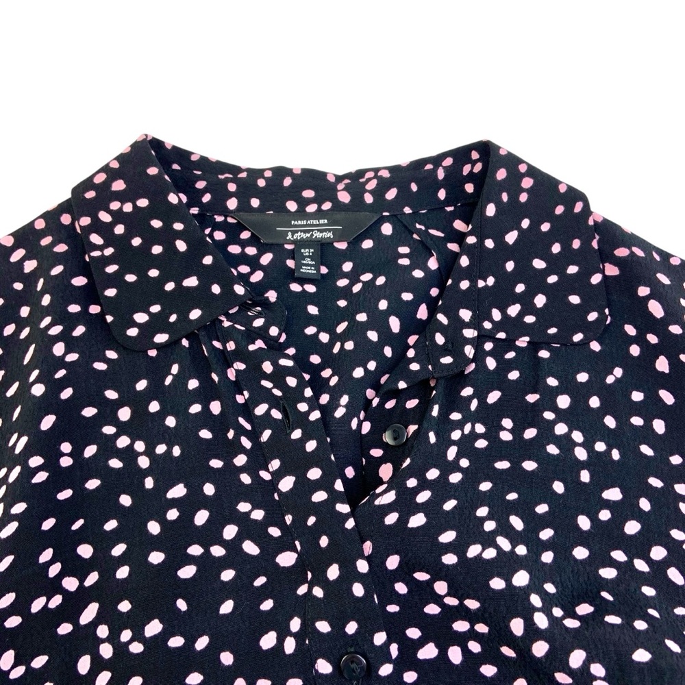 &Other Stories Button Front Black Long Sleeve Mini Dress - Picture 3 of 5